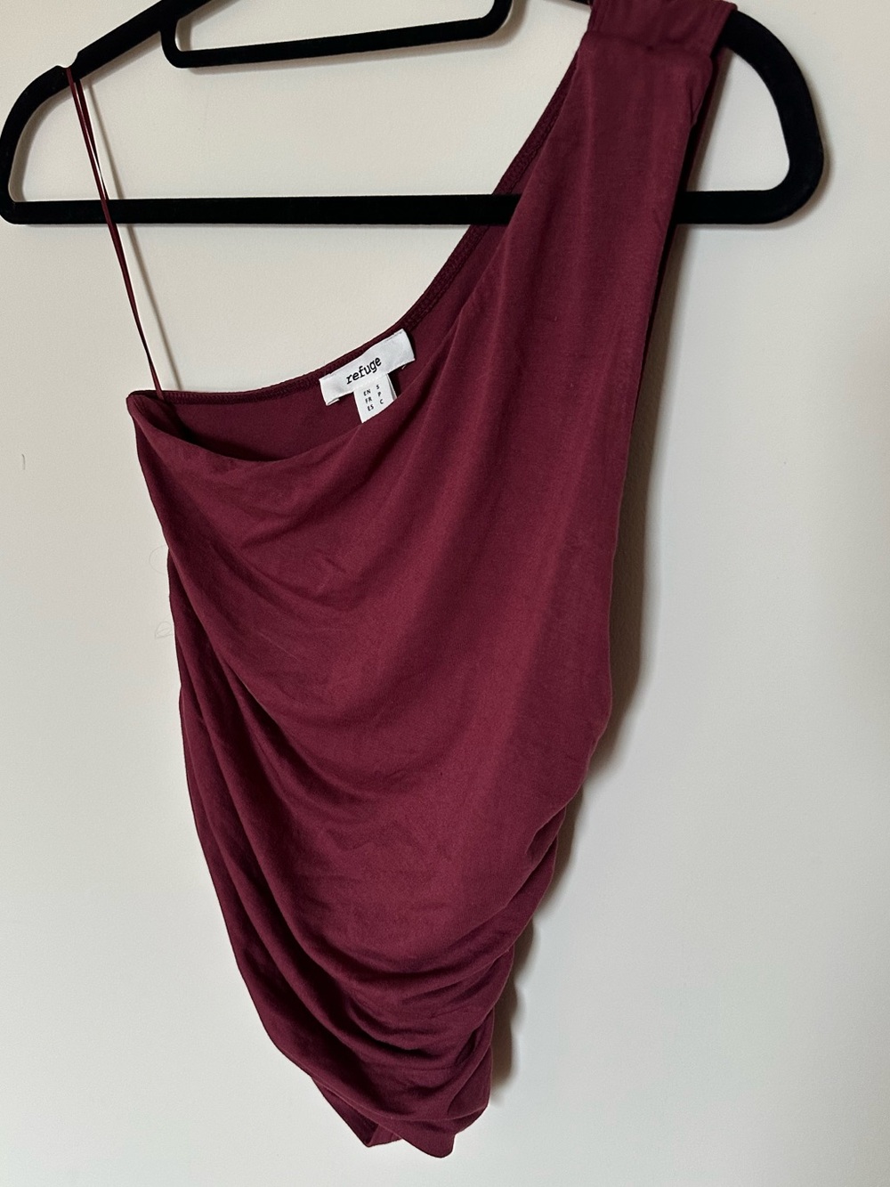 refuge One-Shoulder Draped Tank Top - Wine
